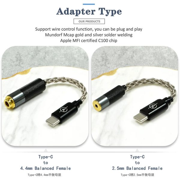 GUCraftsman HIFI USB Type-C to Jack 3.5 2.5 4.4 Cable Adapter For Android Mobile Phone Huawei Xiaomi Oppo Vivo SAMSUNG For Discount