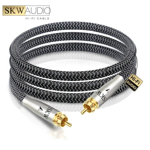 SKW WG20-03 Digital Coaxial SPDIF Audio Cable Silver Plated OCC Conductor RCA Cable Subwoofer Cord Fashion