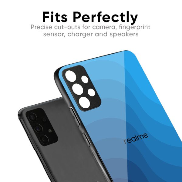 Blue Wave Abstract Glass Case for Realme 13 5G Online Sale