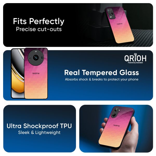 Geometric Pink Diamond Glass Case for Realme 13 5G Online Hot Sale