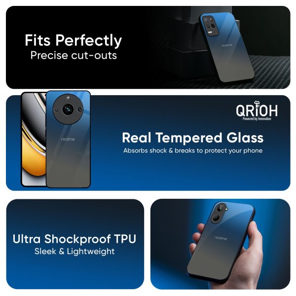 Blue Grey Ombre Glass Case for Realme 13 5G For Cheap