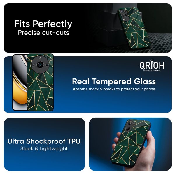 Abstract Green Glass Case For Realme 13 5G Online Sale