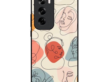 Abstract Faces Glass Case for Oppo Reno 12 5G Cheap